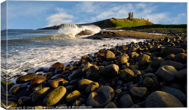 Dunstanburgh Castle in early light Canvas Print by Chris Drabble