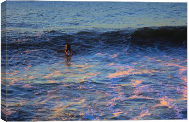 Paddle Board Surfer Early Morning Canvas Print by Jeremy Hayden