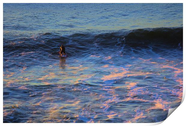 Paddle Board Surfer Early Morning Print by Jeremy Hayden