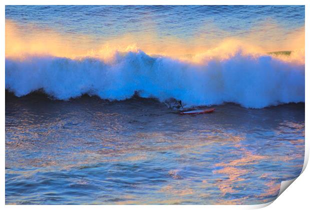 Breaking Wave Paddle Board Surfer Print by Jeremy Hayden