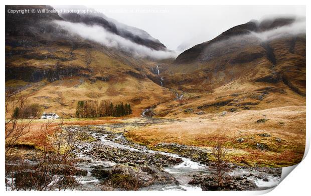 Achnambeithach Cottage, Glen Coe Print by Will Ireland Photography