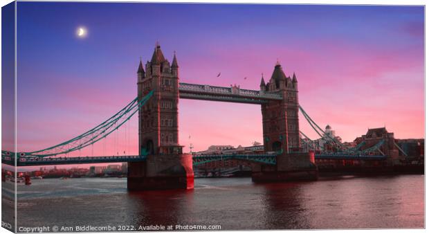 Tower Bridge with stunning Skys Canvas Print by Ann Biddlecombe