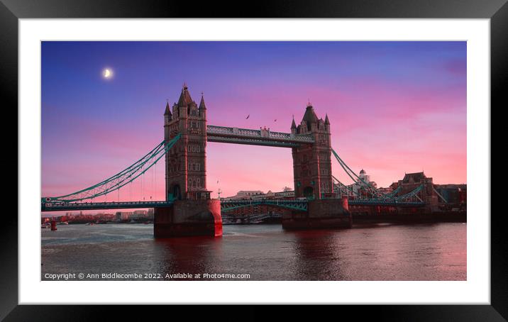 Tower Bridge with stunning Skys Framed Mounted Print by Ann Biddlecombe
