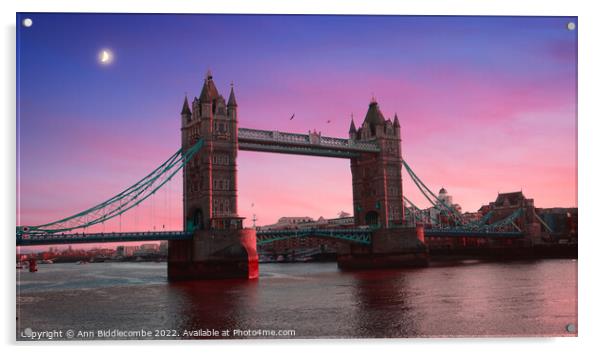 Tower Bridge with stunning Skys Acrylic by Ann Biddlecombe