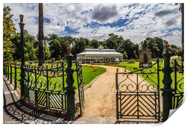 Open gate and path leading to the conservatory Print by Kevin Hellon