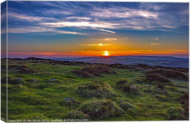 Dartmoor sunset  Canvas Print by Ian Stone