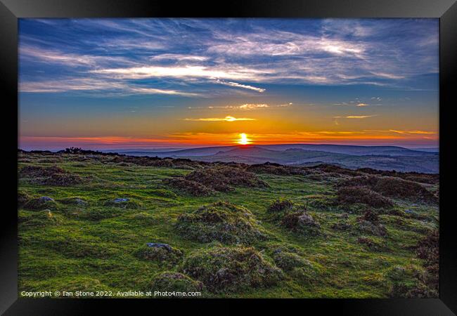 Dartmoor sunset  Framed Print by Ian Stone