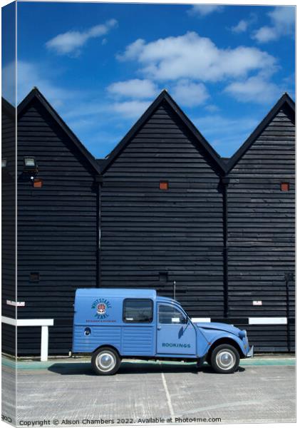 Whitstable Fishermen's Huts Canvas Print by Alison Chambers