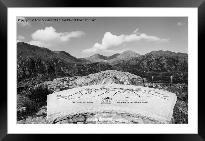 Snowdon Nant Gwynant Viewpoint in Snowdonia Mono Framed Mounted Print by Pearl Bucknall