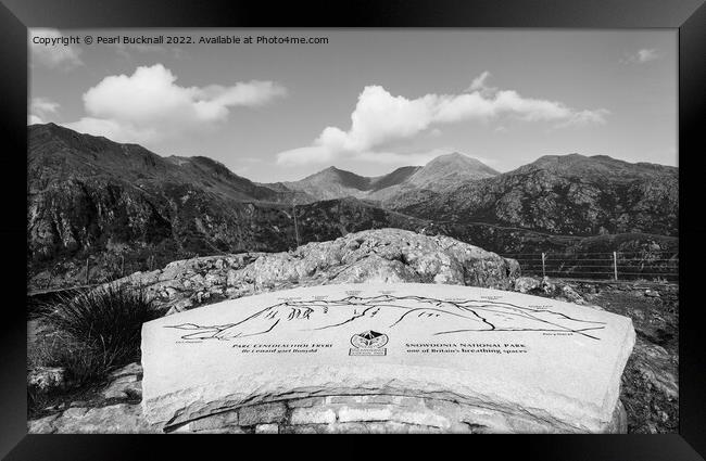 Snowdon Nant Gwynant Viewpoint in Snowdonia Mono Framed Print by Pearl Bucknall