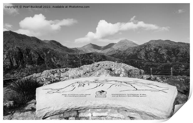 Snowdon Nant Gwynant Viewpoint in Snowdonia Mono Print by Pearl Bucknall