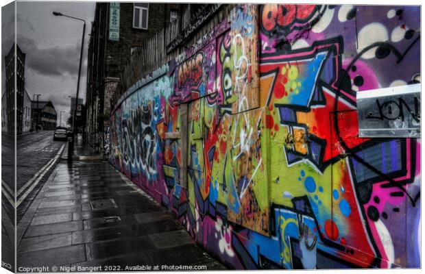 Graffiti Hoarding  Canvas Print by Nigel Bangert