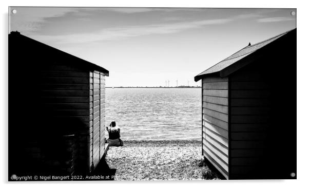 Between the Beach Huts  Acrylic by Nigel Bangert