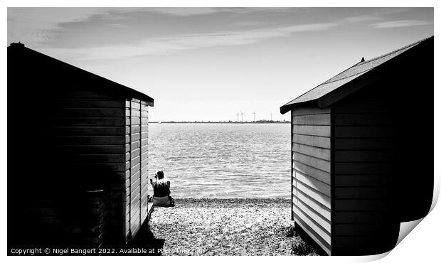 Between the Beach Huts  Print by Nigel Bangert