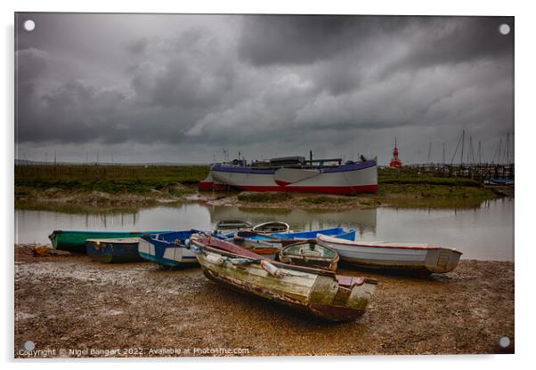 Tollesbury Rowboats  Acrylic by Nigel Bangert