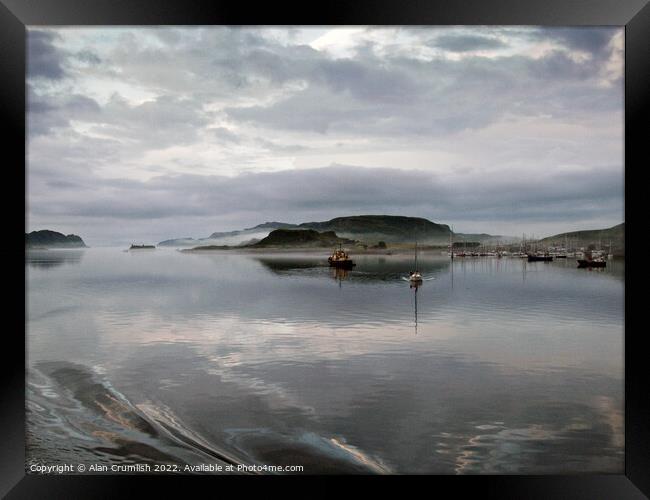Passing Mull on Oban Ferry at daybreak Framed Print by Alan Crumlish