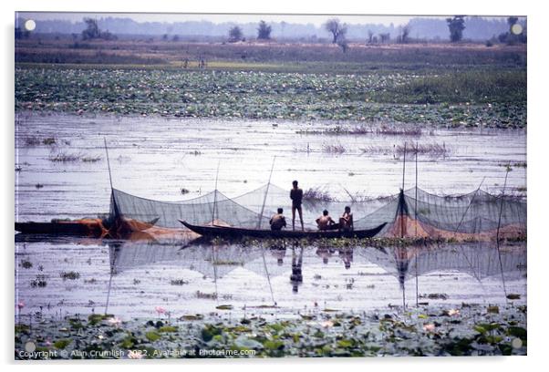 Cambodian fishermen Acrylic by Alan Crumlish