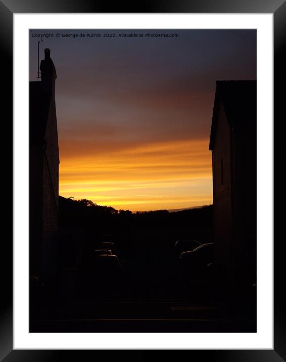Sunset between the houses Framed Mounted Print by George de Putron