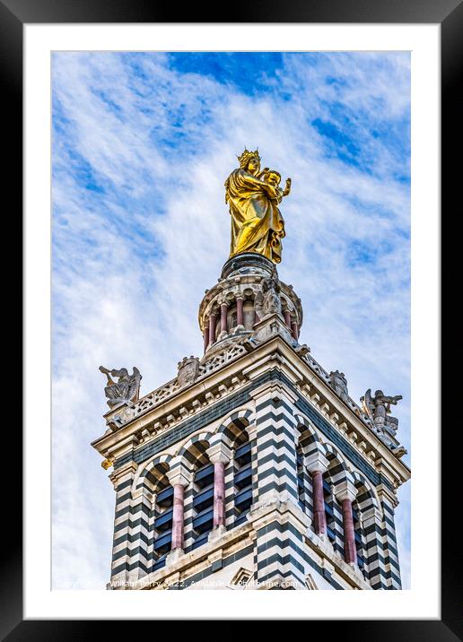Golden Mary Statue Notre Dame de la Garde Marseille France Framed Mounted Print by William Perry