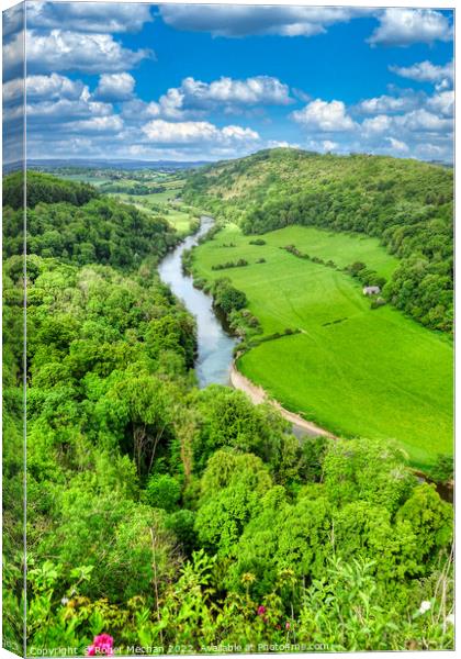 Serpentine River Winding Through Verdant Valley Canvas Print by Roger Mechan