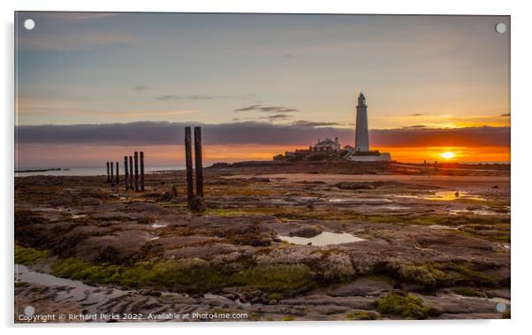 St Mary`s Lighthouse sunrise Acrylic by Richard Perks