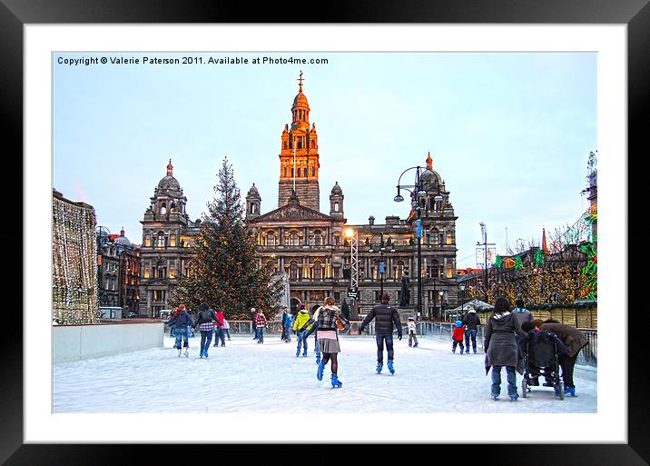 George Square Ice Rink Framed Mounted Print by Valerie Paterson