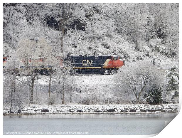 CN Train in Canadian Winter Print by Susanne Swayze