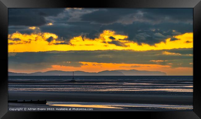 Ocean Sunset Wales  Framed Print by Adrian Evans