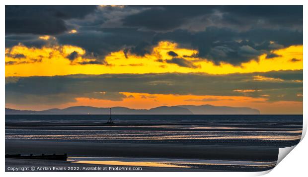 Ocean Sunset Wales  Print by Adrian Evans
