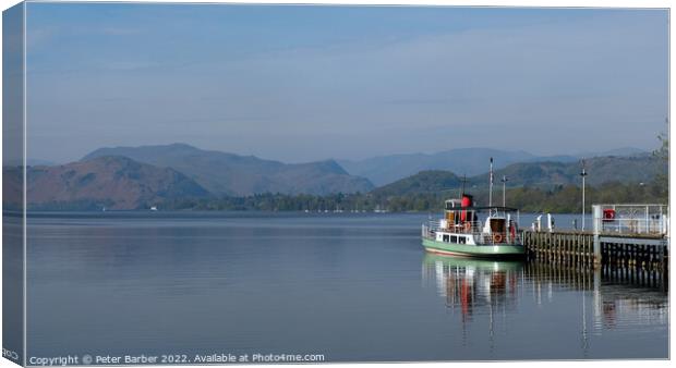 Ullswater Ferry Lake District Canvas Print by Peter Barber