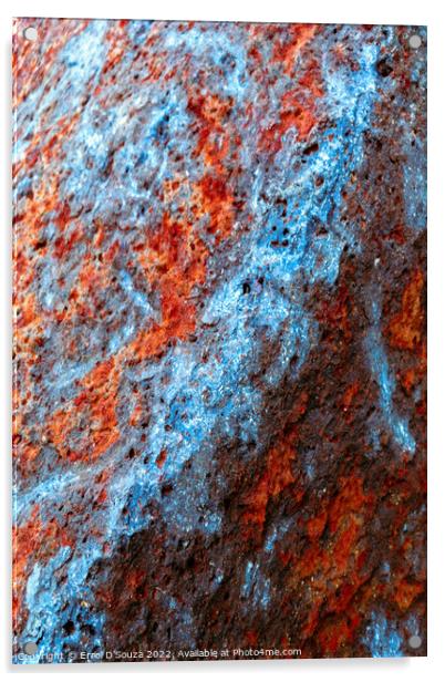 Sky Blue and Rusty Red Acrylic by Errol D'Souza