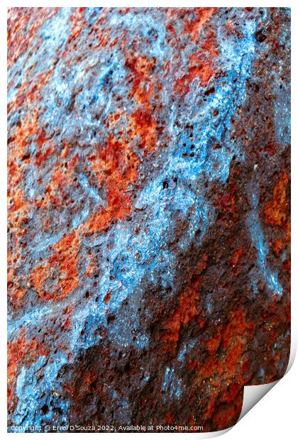 Sky Blue and Rusty Red Print by Errol D'Souza