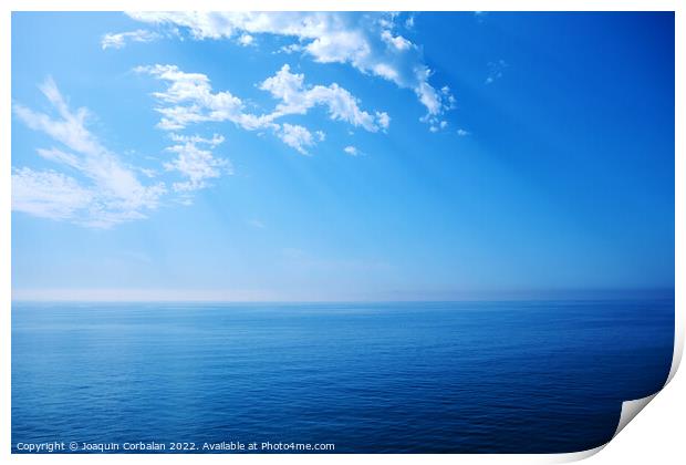 A deep blue in the sea, background with the calm and infinite co Print by Joaquin Corbalan