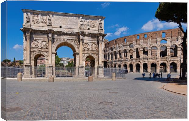 Arch of Constantine and Colosseum in Rome Canvas Print by Artur Bogacki