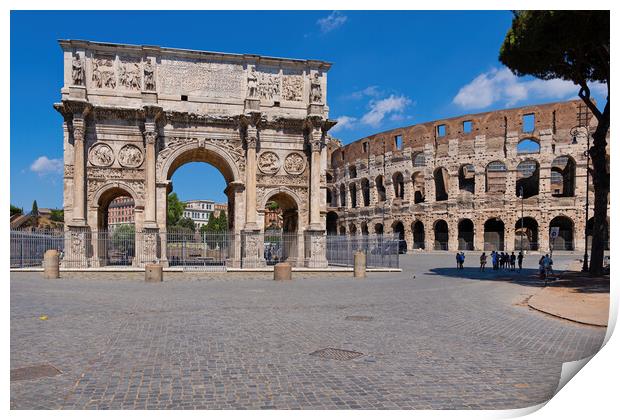 Arch of Constantine and Colosseum in Rome Print by Artur Bogacki