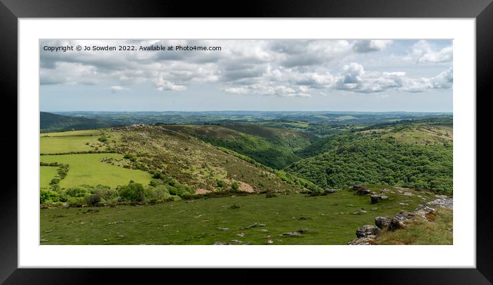 The Dart Gorge as viewed from the summit of Sharp Tor Framed Mounted Print by Jo Sowden
