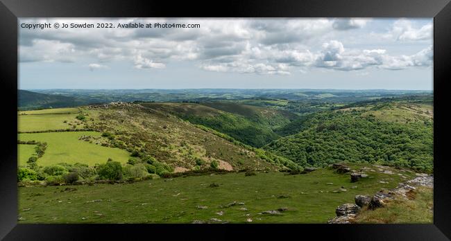 The Dart Gorge as viewed from the summit of Sharp Tor Framed Print by Jo Sowden