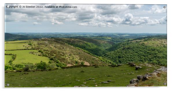 The Dart Gorge as viewed from the summit of Sharp Tor Acrylic by Jo Sowden
