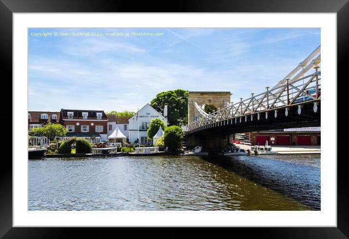 River Thames and Marlow Suspension Bridge Framed Mounted Print by Pearl Bucknall