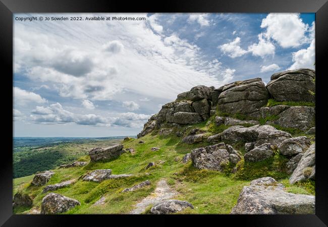 The top of Sharp Tor,  Dartmoor Framed Print by Jo Sowden