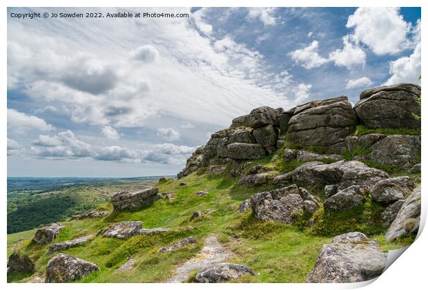 The top of Sharp Tor,  Dartmoor Print by Jo Sowden