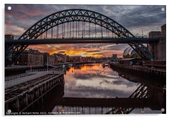 Sunrise over the Tyne Acrylic by Richard Perks