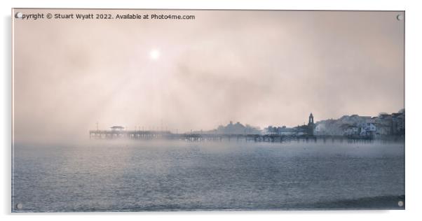 Sun rising over Swanage Pier Acrylic by Stuart Wyatt