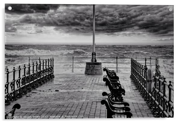 Stormy seas in Swanage Bay Acrylic by Stuart Wyatt