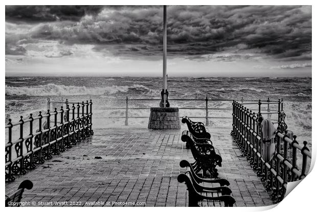 Stormy seas in Swanage Bay Print by Stuart Wyatt