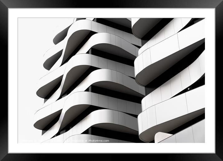 Abstract detail of a curved balcony design for elegant architect Framed Mounted Print by Joaquin Corbalan