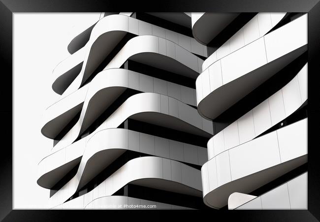 Abstract detail of a curved balcony design for elegant architect Framed Print by Joaquin Corbalan