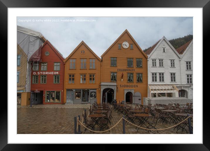 Old Bergen Norway  Framed Mounted Print by kathy white