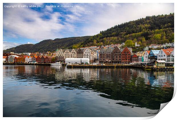 Colour of Bergen Norway Print by kathy white