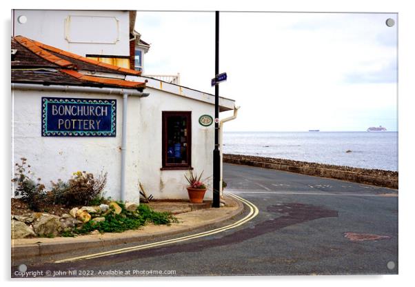 Bonchurch shore road, Isle of Wight, UK. Acrylic by john hill